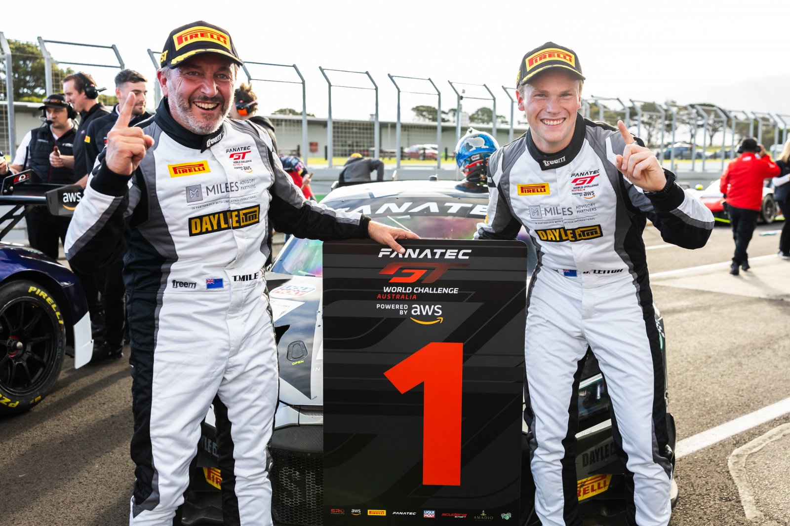 Brendon Leitch and Tim Miles after more Fanatec GT World Challenge Australia points at The Bend